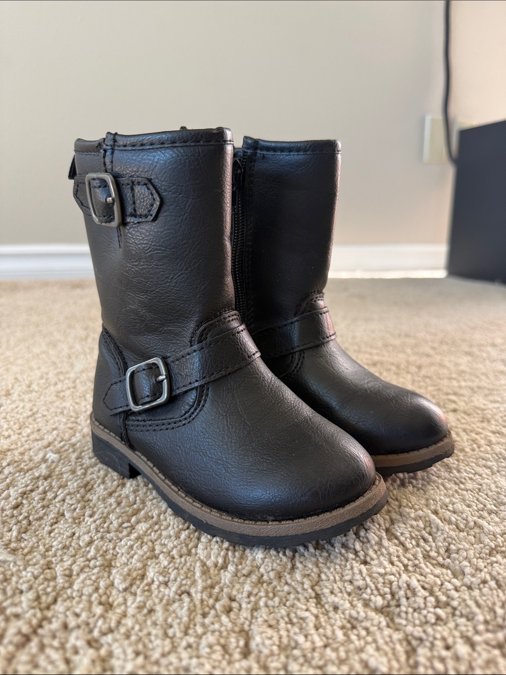 Carter's Black Girls' Mid-Calf Buckle Boots